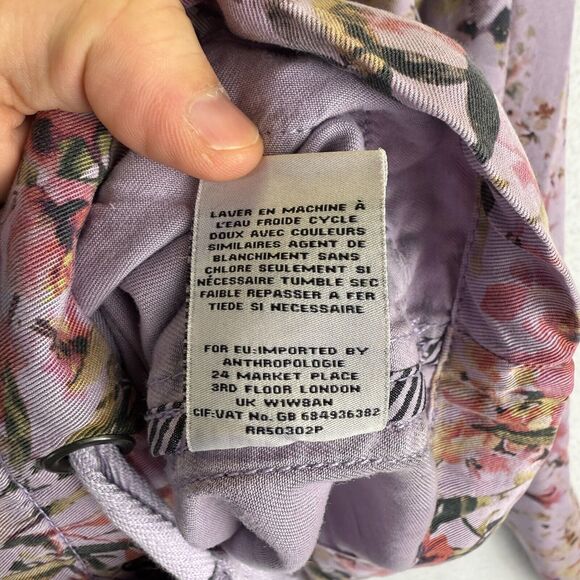 Anthropologie Marrakech Darcy Floral Jacket Lyocell Womens Large Lavender Purple - Picture 7 of 11